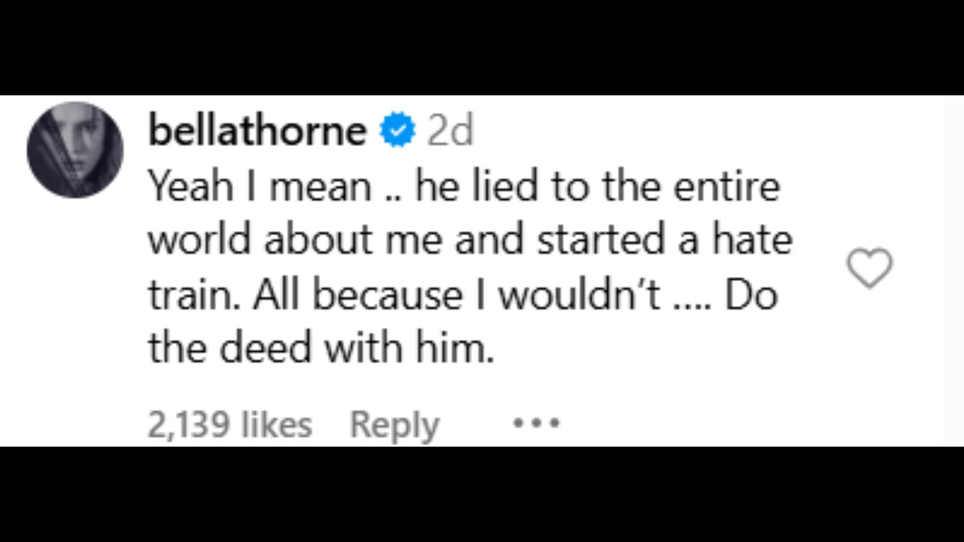 Bella Thorne accuses Charlie Puth of starting "hate train" against her. (Image via Instagram/@popfaction)